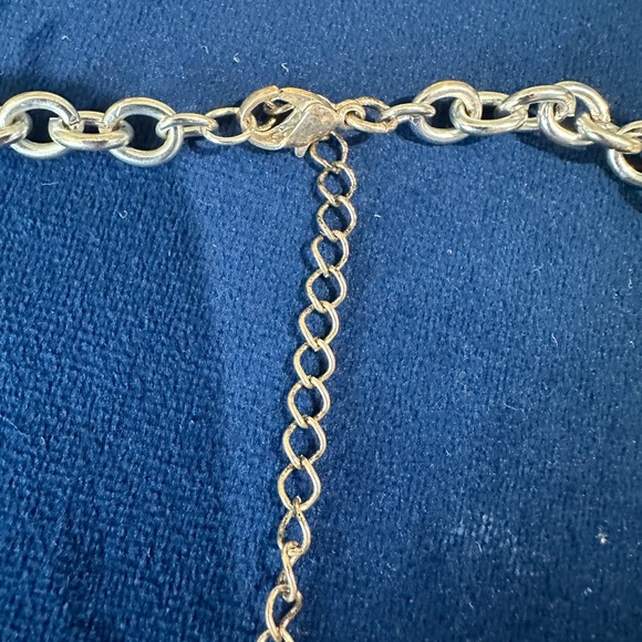 NAM Pageant Necklace. Silver tone heart and rhinestone crown charms - Picture 7 of 8